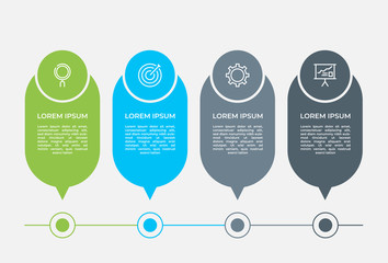 Poster - Business Infographic. Diagram with 4 steps, options, or processes. Infographics  template for presentation.