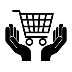 Sticker - hands with shopping cart isolated icon