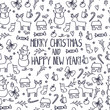 © UVAconcept - Merry Christmas and Happy New Year winter seamless pattern with holidays objects. Vector illustration