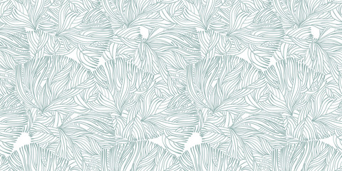 Coral or algae doodle linear seamless pattern.