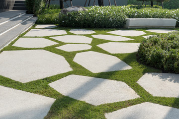 Texture or pattern of paving walkway.