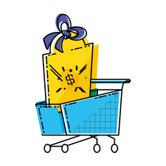 shopping cart with commercial tag