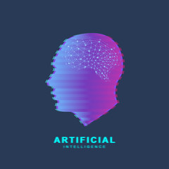 Aufkleber - Artificial Intelligence Logo. Artificial Intelligence and Machine Learning Concept. Vector symbol AI. Neural networks and another modern technologies concepts. Technology sci-fi concept
