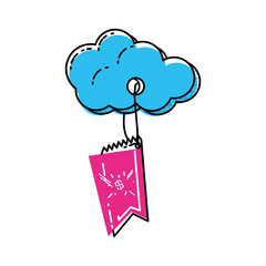 Poster - cloud sky with commercial tag hanging