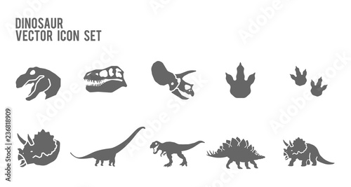 Photo  Dinosaur Skeleton Fossil Vector Icon Set