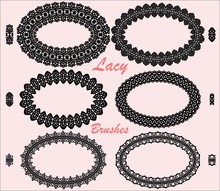 Set Of Oval Lace Frames And Elements Of Pattern Brushes