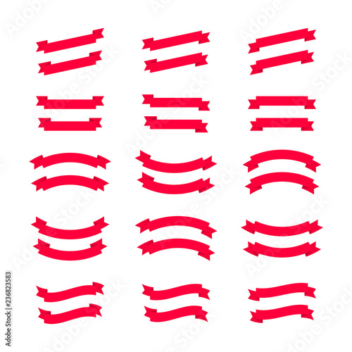 Fotografering Flat ribbons banners on white background, Vector illustration set
