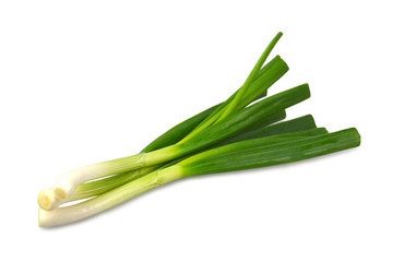 Wall Mural - Spring onions isolated on white background