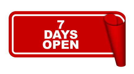 red vector banner seven days open