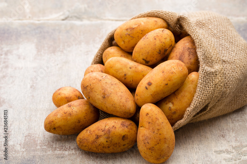 Fotomural A bio russet potato wooden vintage background.