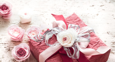 Valentine's Day and mothers day concept, red gift box