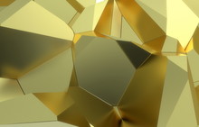 3d Render, Golden Modern Shattered Wall Texture, Random Clusters Digital Illustration, Abstract Geometric Background. Wealth And Prosperity Reach Concept Architecture