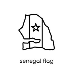 Senegal flag icon. Trendy modern flat linear vector Senegal flag icon on white background from thin line Country Flags collection