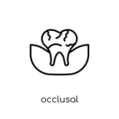 Wall Mural - Occlusal icon. Trendy modern flat linear vector Occlusal icon on white background from thin line Dentist collection