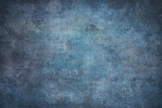 Blue painted canvas or muslin fabric cloth studio backdrop or background