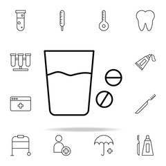Poster - tablets, water icon. Medical icons universal set for web and mobile
