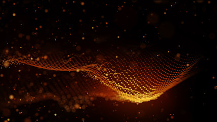 Poster - big data visualization. visual information complexity. data threads plot. 3d rendering. data technol