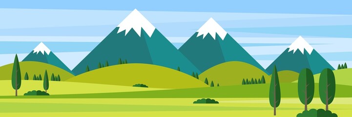 Plakat panorama pole alpy
