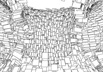 Poster - Tunnel or wormhole. Digital 3d wireframe tunnel. 3D tunnel grid. Network cyber technology. Surrealism. Background abstract vector image