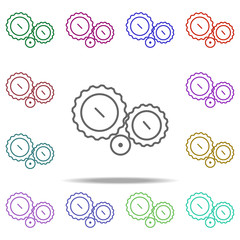 Poster - clock gears icon. Elements of speedometer in multi color style icons. Simple icon for websites, web design, mobile app, info graphics