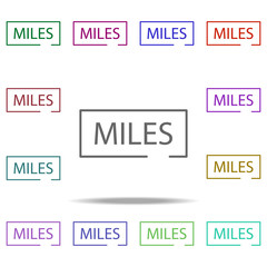 Poster - miles icon. Elements of speedometer in multi color style icons. Simple icon for websites, web design, mobile app, info graphics