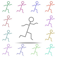 Poster - running man icon. Elements of speedometer in multi color style icons. Simple icon for websites, web design, mobile app, info graphics