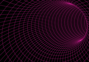 Poster - Tunnel or wormhole. Digital 3d wireframe tunnel. 3D tunnel grid. Network cyber technology. Surrealism. Background abstract vector image