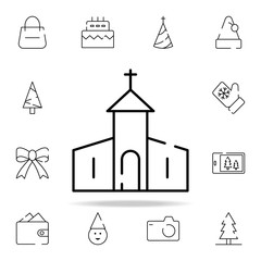Poster - building, church icon. christmas icons universal set for web and mobile