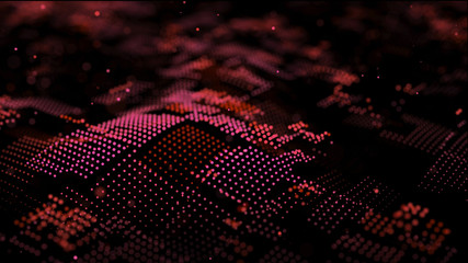Poster - big data visualization. visual information complexity. data threads plot. 3d rendering. data technol