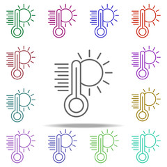 Poster - digital thermometer, fever scale icon. Elements of water, boiler, thermos, gas, solar in multi color style icons. Simple icon for websites, web design, mobile app, info graphics