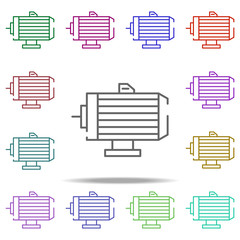 Poster - electric motor icon. Elements of water, boiler, thermos, gas, solar in multi color style icons. Simple icon for websites, web design, mobile app, info graphics