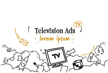 Poster - TV ads advertisement marketing promotion concept sketch doodle horizontal isolated copy space