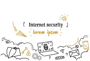 Poster - online data protection internet security concept sketch doodle horizontal isolated copy space
