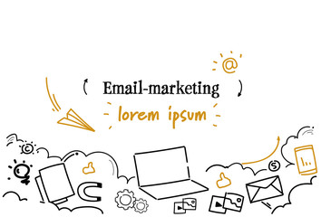 Poster - business mail communication email marketing concept sketch doodle horizontal isolated copy space
