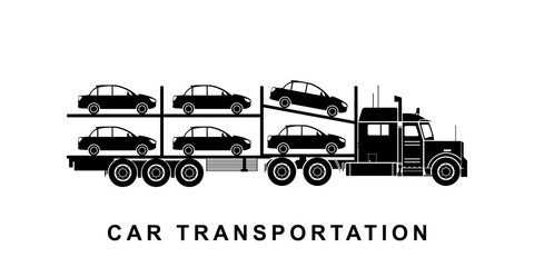 Poster - Detailed car transporting truck illustration