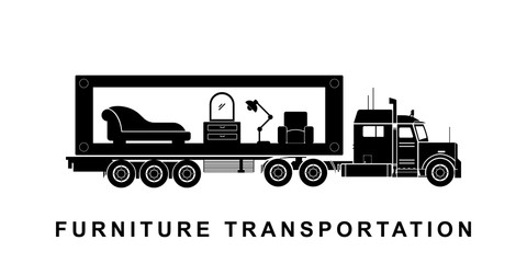 Poster - Detailed furniture transporting truck illustration