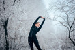 Winter Sports Jogger Girl Stretching for Training