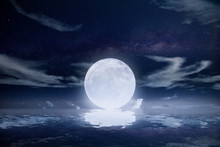 Full Moon Night In The Sea