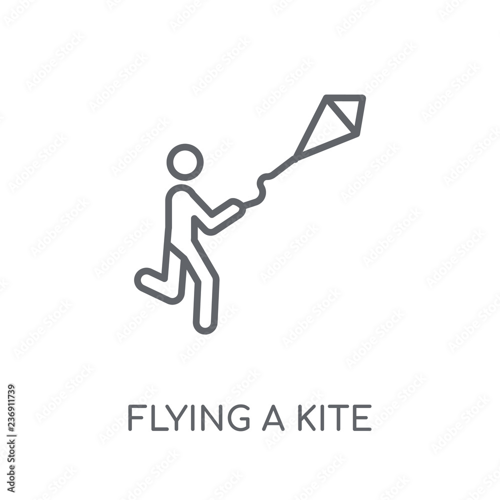 flying a kite linear icon. Modern outline flying a kite logo concept on ...