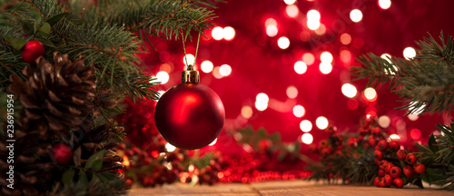 Fotografía Christmas background. Christmas tree and christmas balls