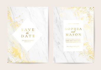 Luxury Marble and marbling Wedding Invitation, Thank you card, Greeting, RSVP card vector template.