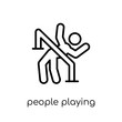 People playing Limbo icon icon. Trendy modern flat linear vector