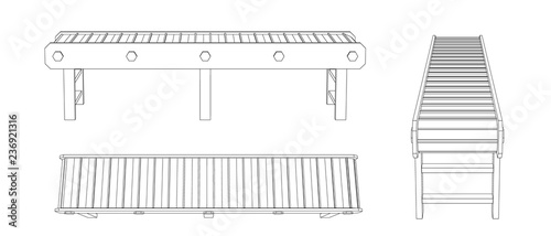 Cuadros en Lienzo Empty conveyor belt. Vector outline illustration