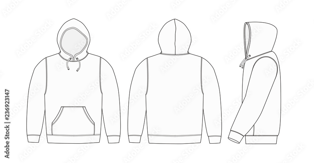 Illustration of hoodie (hooded sweatshirt) / white - obrazy, fototapety, plakaty 
