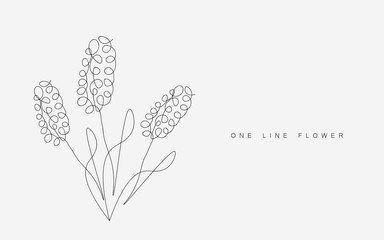 Sticker - Spring flowers background. Continuous line drawing. Vector illustration