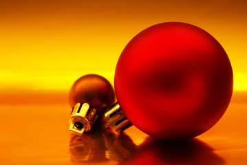 red ball on gold background