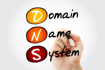 Aufkleber - dns - domain name system, acronym technology concept background.