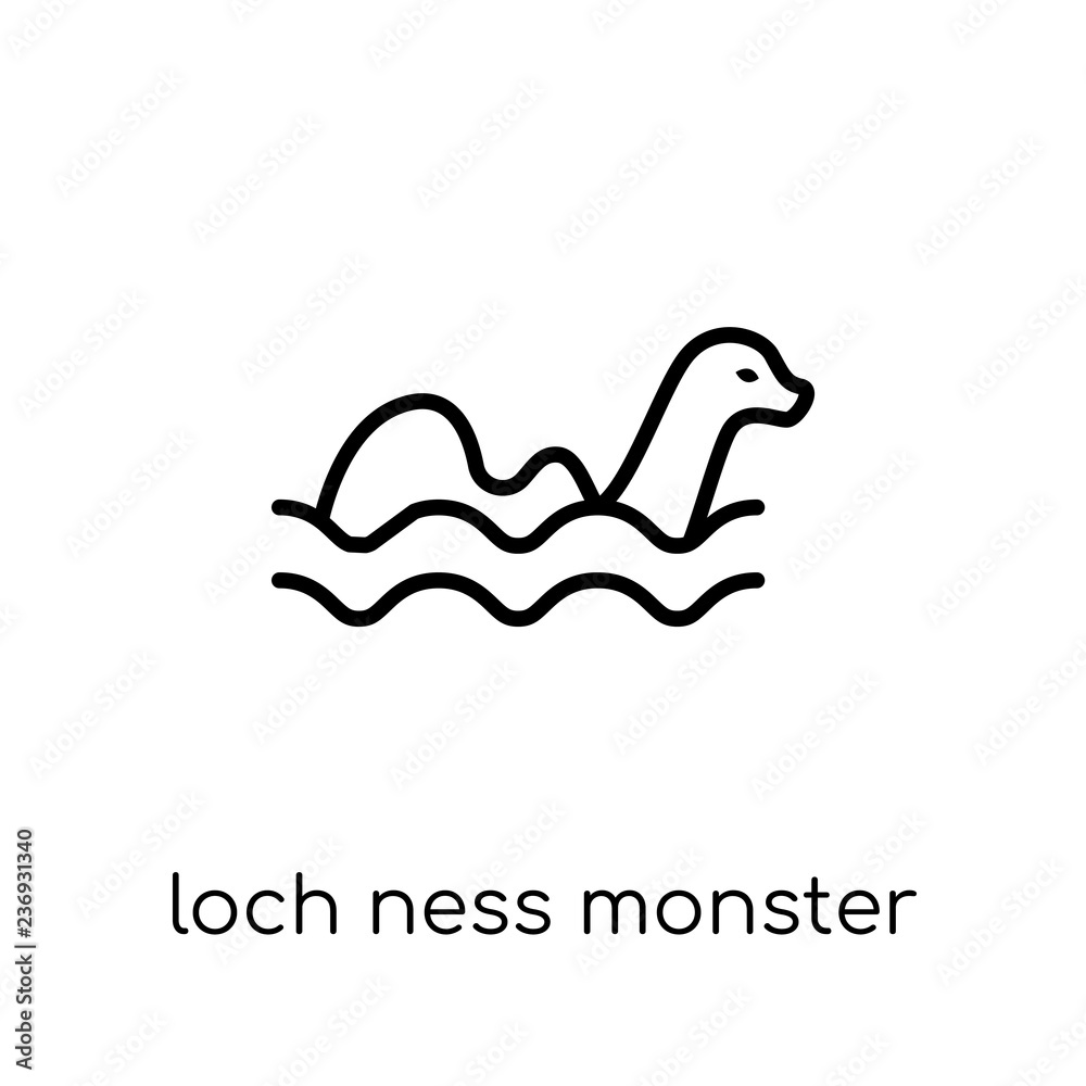 Loch ness monster icon. Trendy modern flat linear vector Loch ness ...