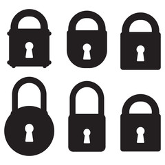 Fototapete - Set of closed and open lock icons flat design on white background vector