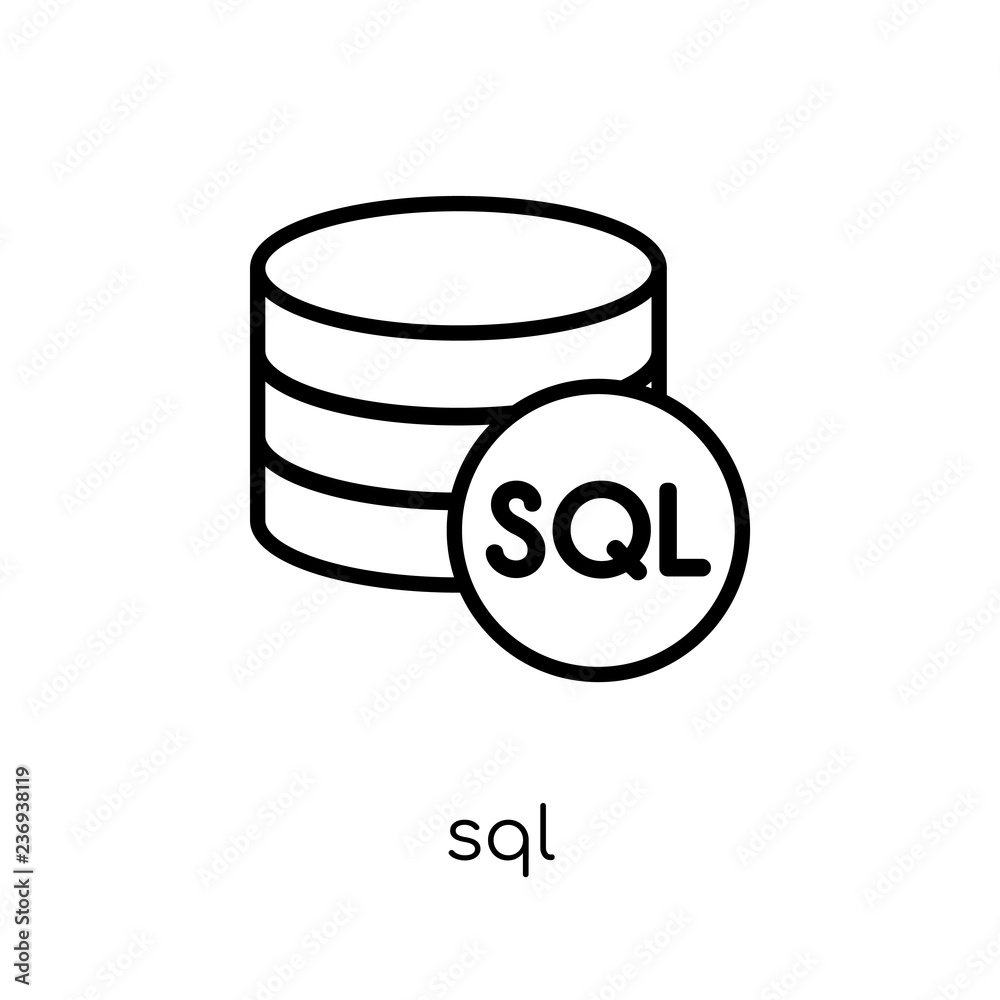 Sql icon. Trendy modern flat linear vector Sql icon on white background ...